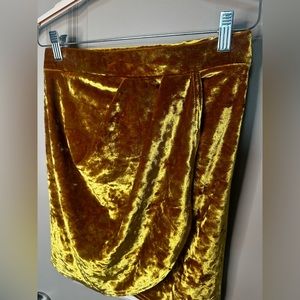 Gold Velvet Wrap front Mini Skirt with stretch